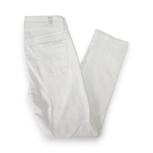 7 For All Mankind Roxanne Ankle Jeans 25x26 White Slim Fit Stretch Designer - Picture 1 of 12